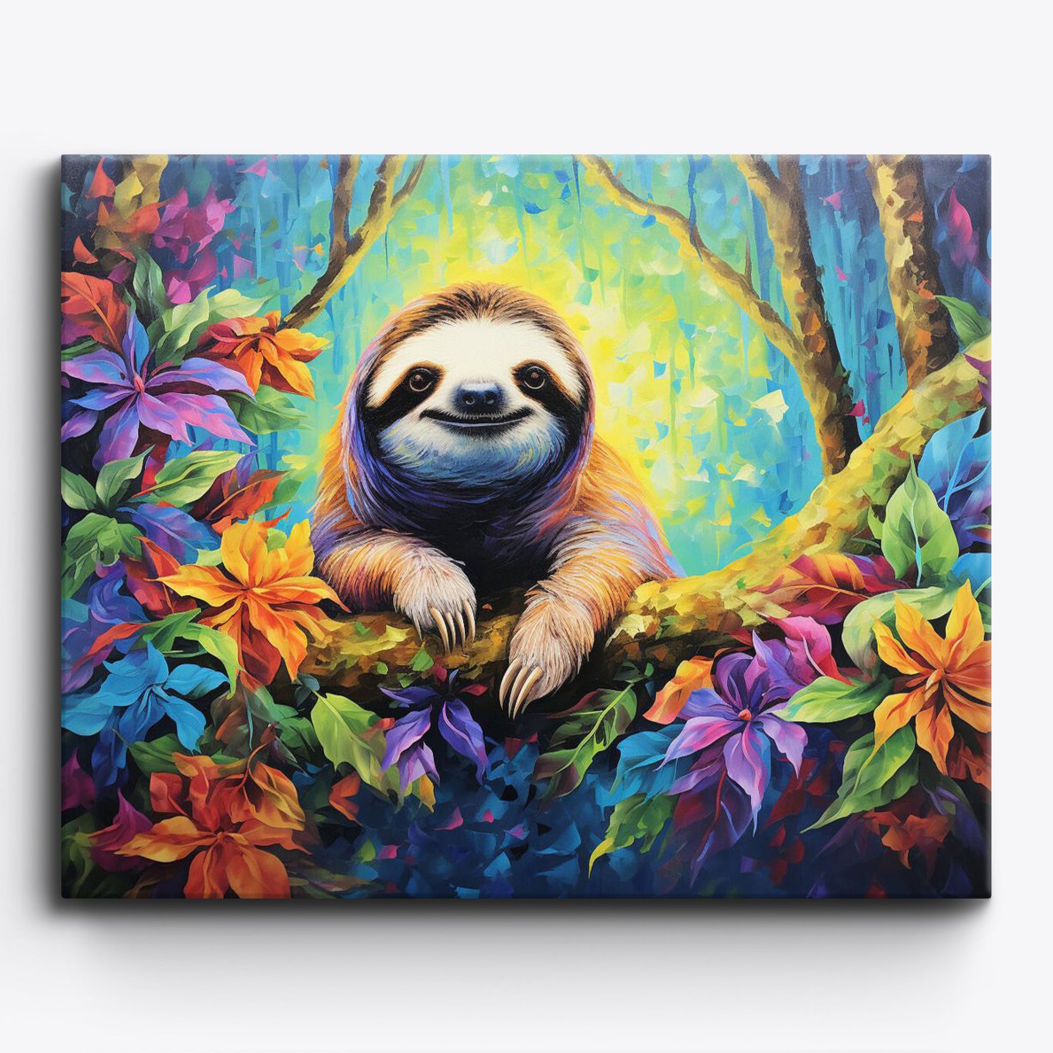 SLOTH PAINT by NUMBER Kids Paint Kit Sloth Diy Paint Kit Kids Activity Set  Art Gift for Kids Canvas Paint Night Gift for Kids 
