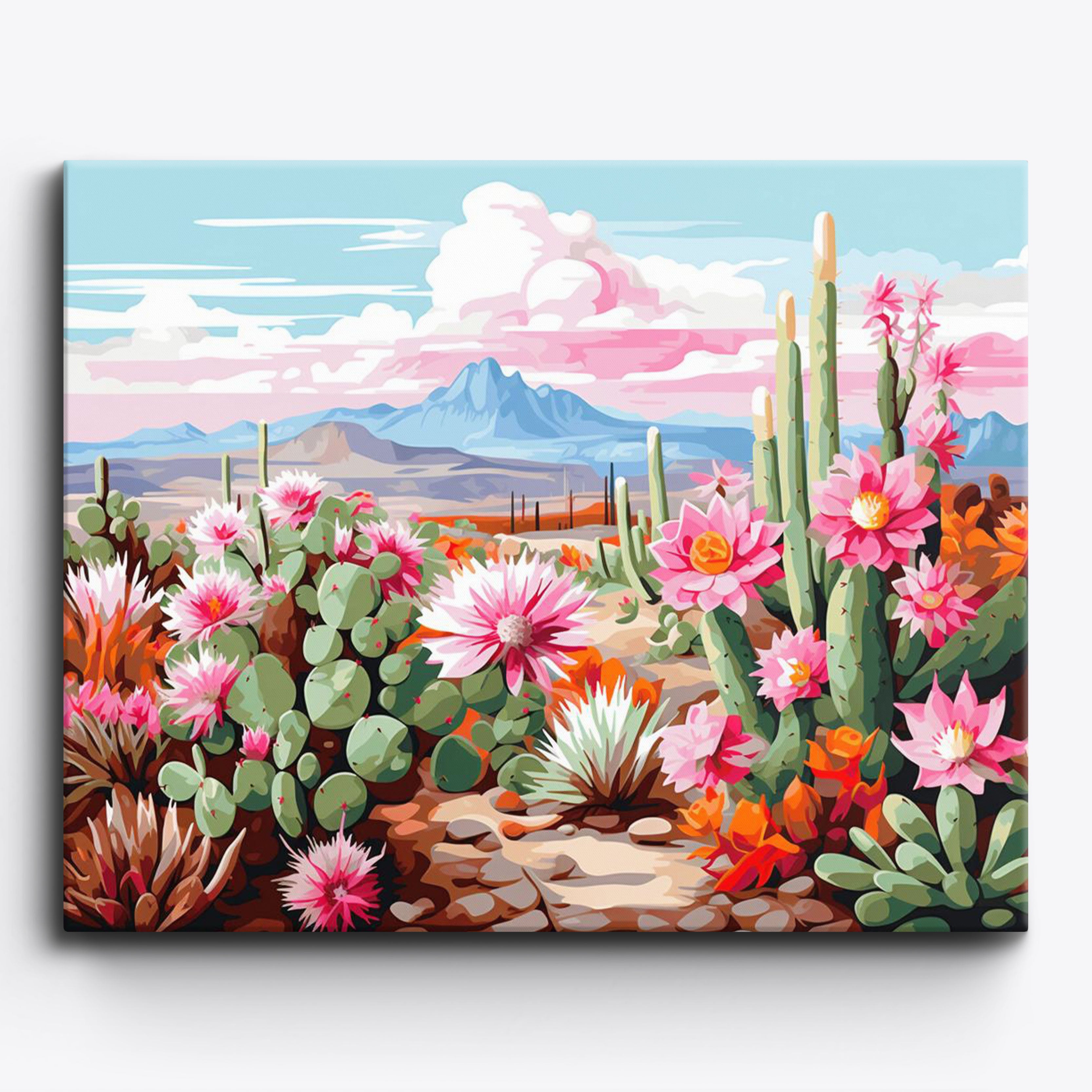 Paint By Numbers For Adults Cartoon Landscape Cacti And The - Temu