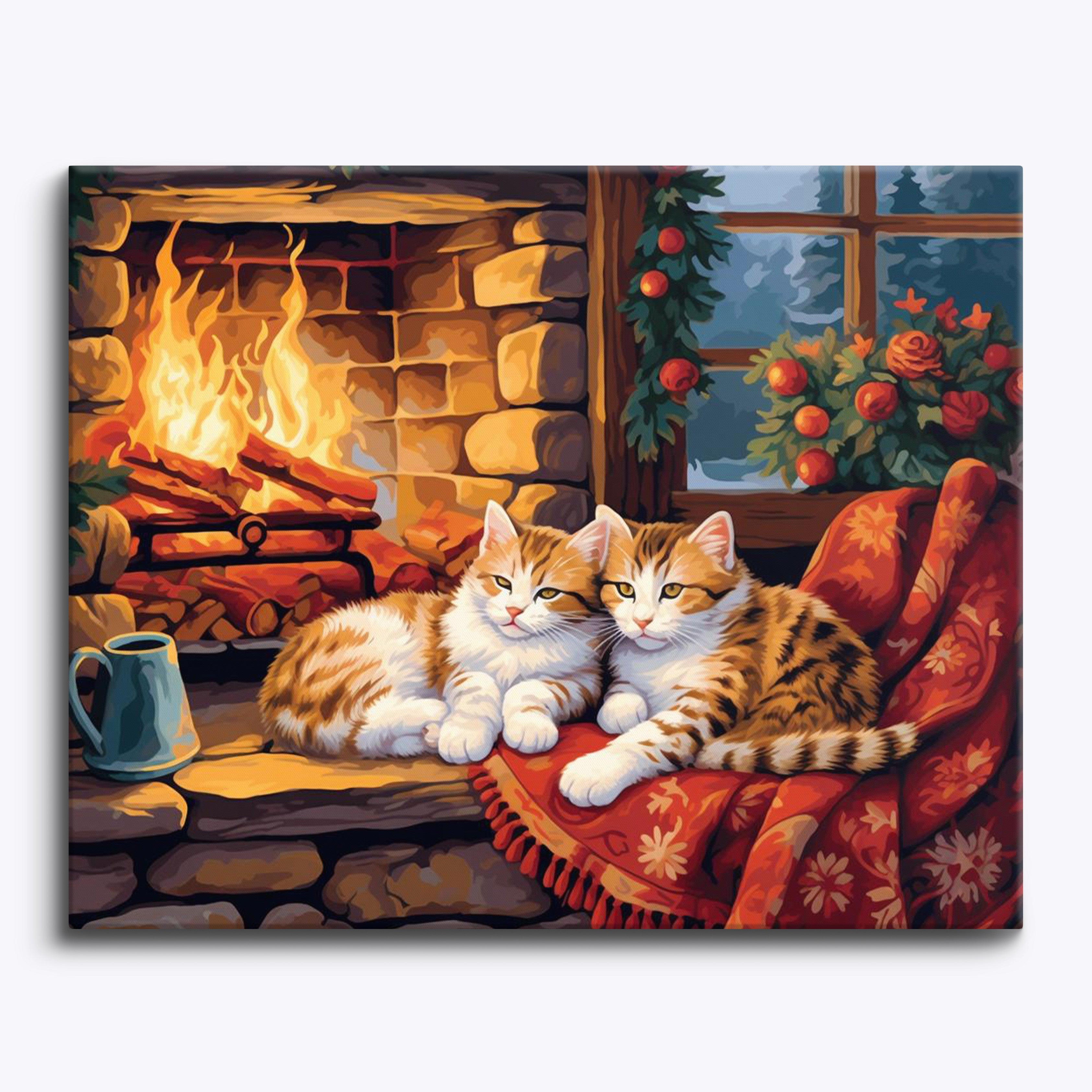 Cozy Hearth Cats No Frame
