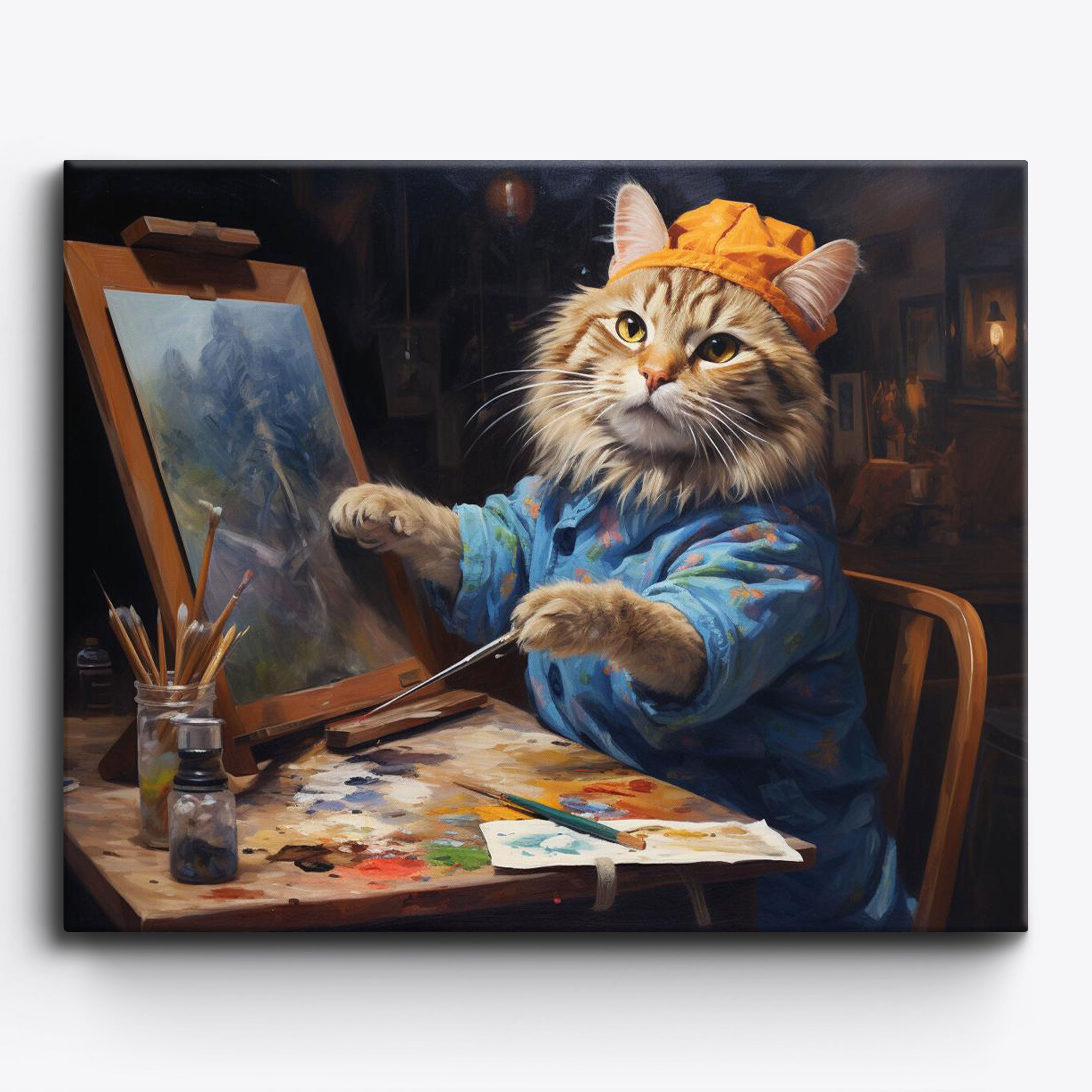 VIKMARI DIY Oil Painting Paint by Number Kit for Adults Colorful Cat Acrylic Painting by Numbers Kits for Kids Wall Art 16x20 inch (Without Frame)