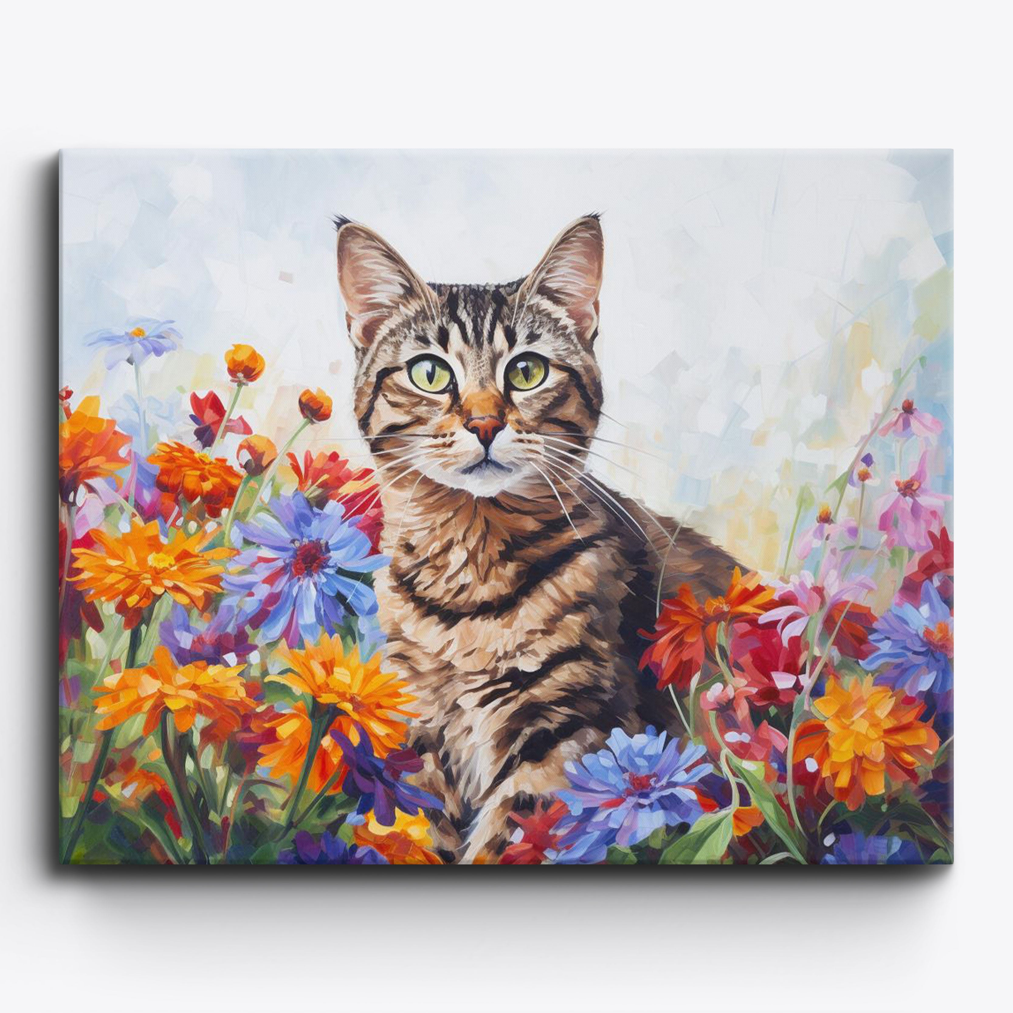 Floral Chartreux Cat No Frame