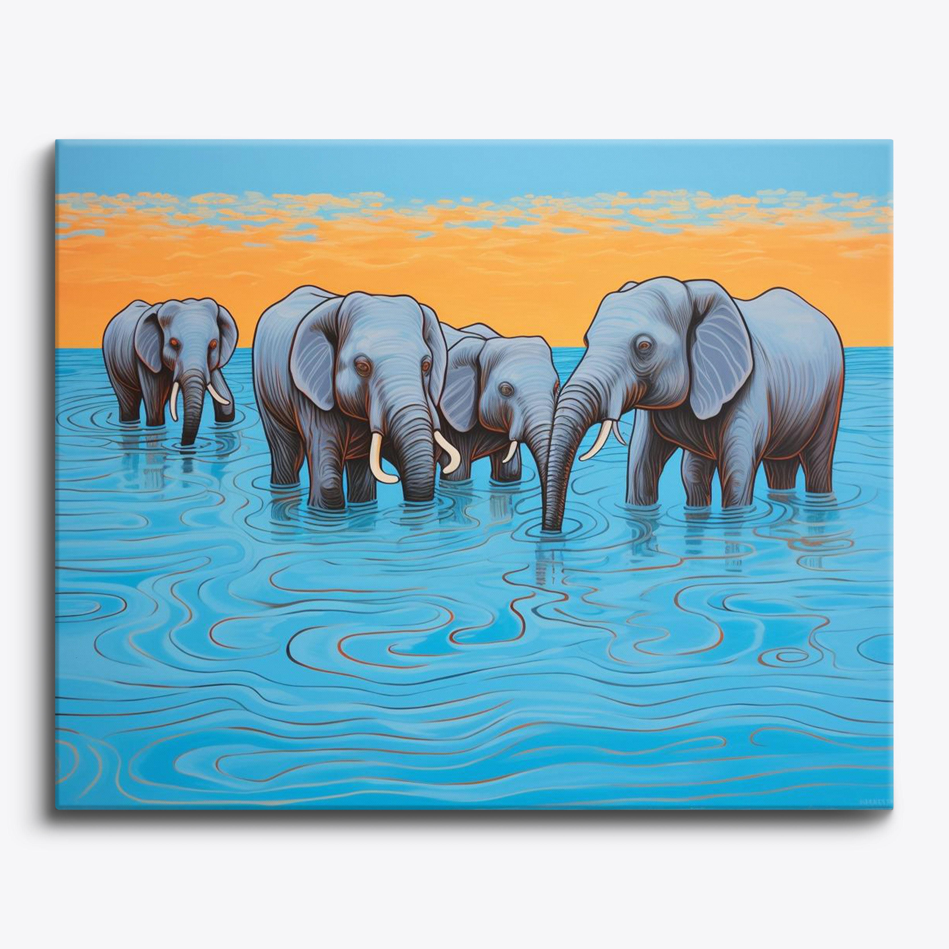 Pastel Elephants No Frame / 24 colors