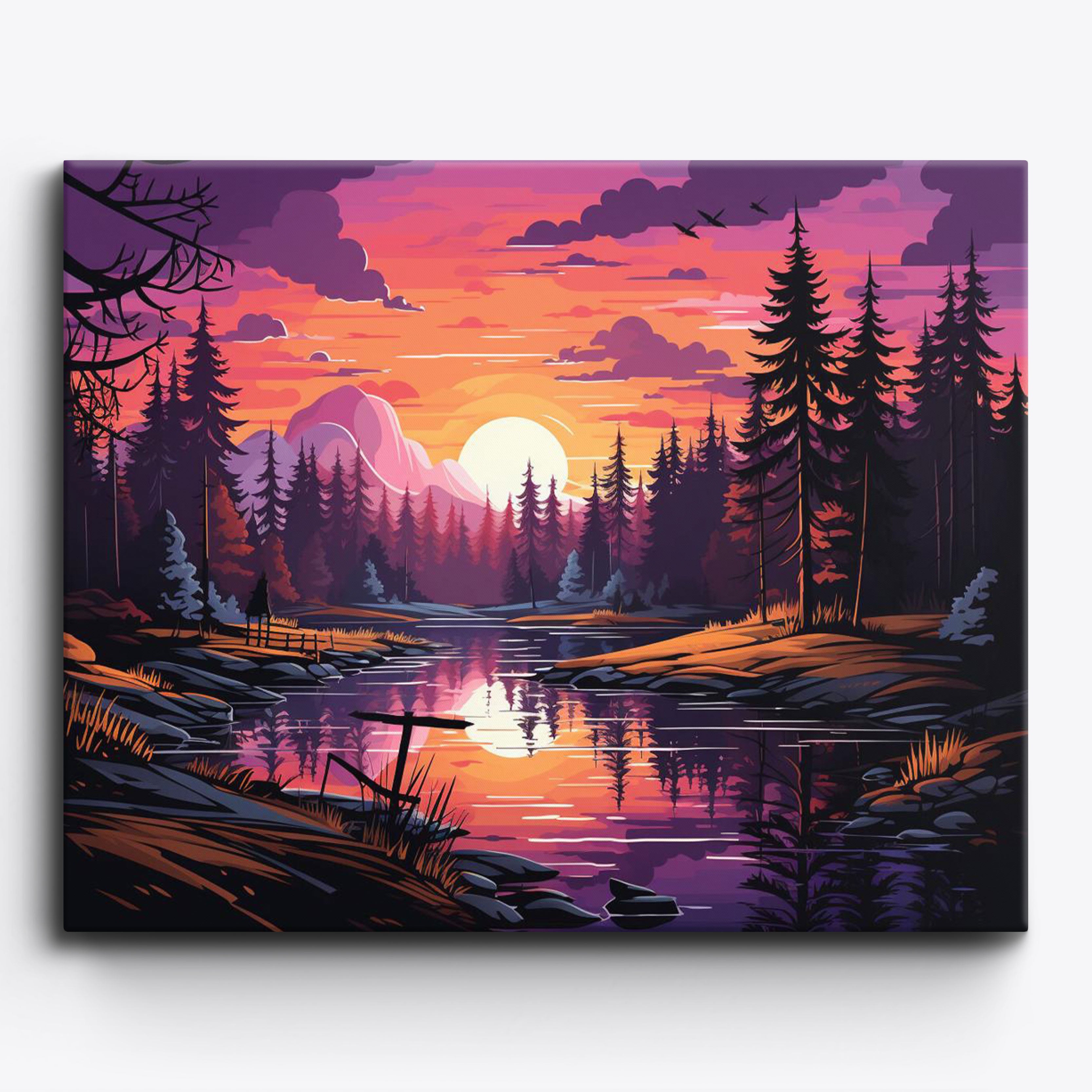 Purple Sunset Lake No Frame