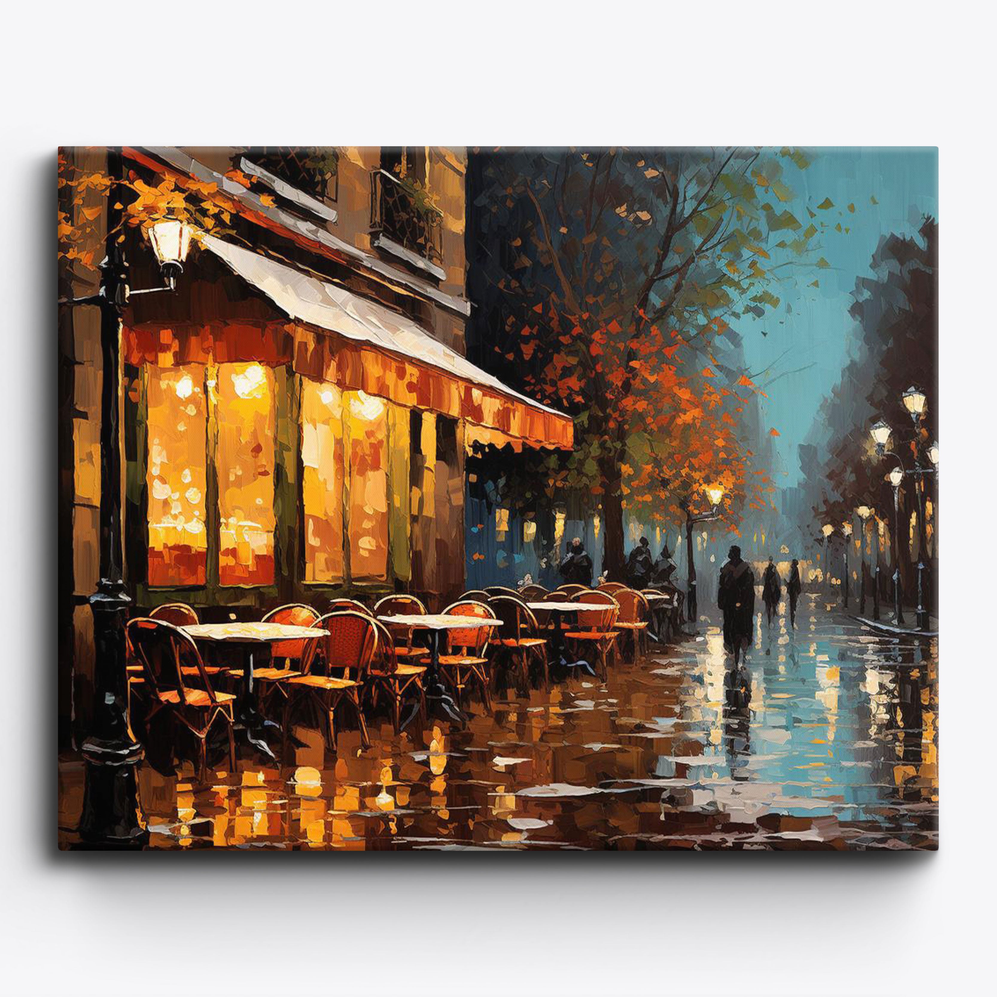 Rainy Reflections A Parisian Cafe No Frame