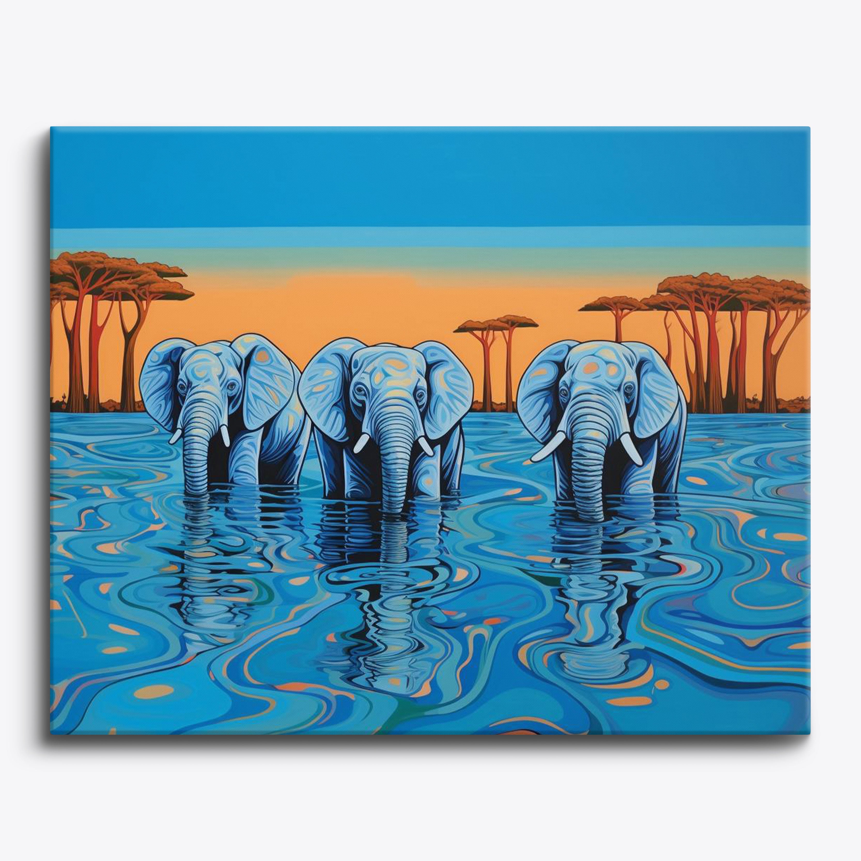 Repeating Elephants No Frame / 24 colors