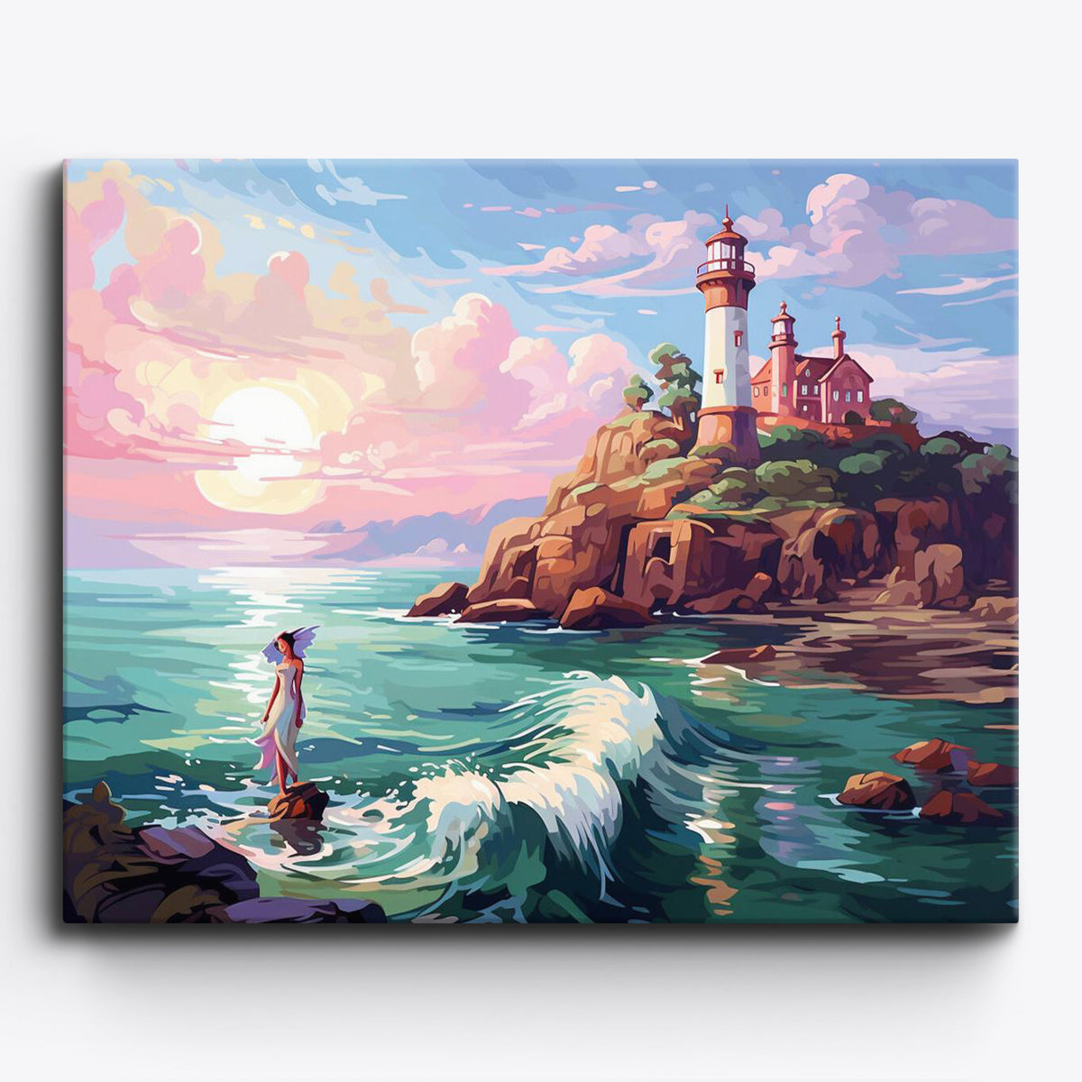  DIY Paint by Numbers, Lighthouse Oil Painting on a Canvas Paint  by Numbers for Kids Ages 8-12, Sunset Bay Vessel Paint by Numbers for  Adults Beginner Acrylic Pigment Crafts for Home