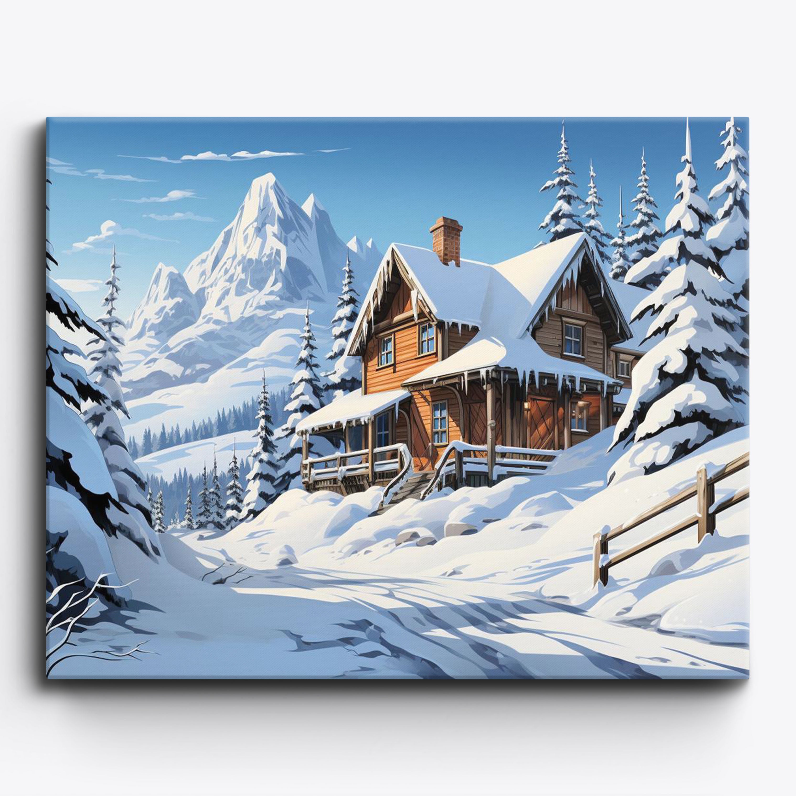Snowy Cabin Slopes No Frame
