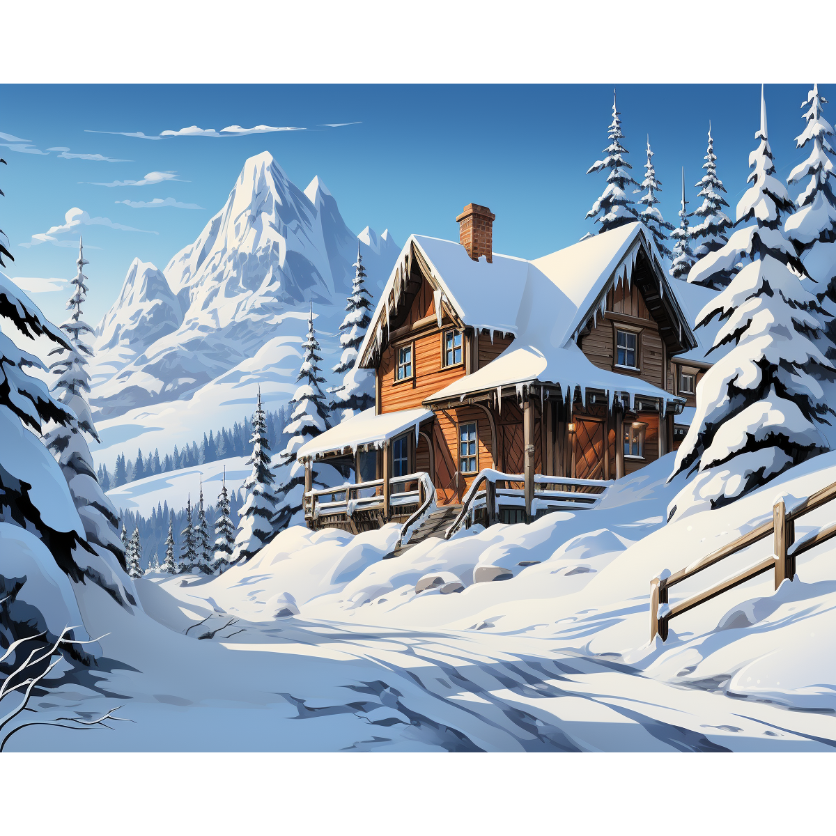 Snowy Cabin Slopes