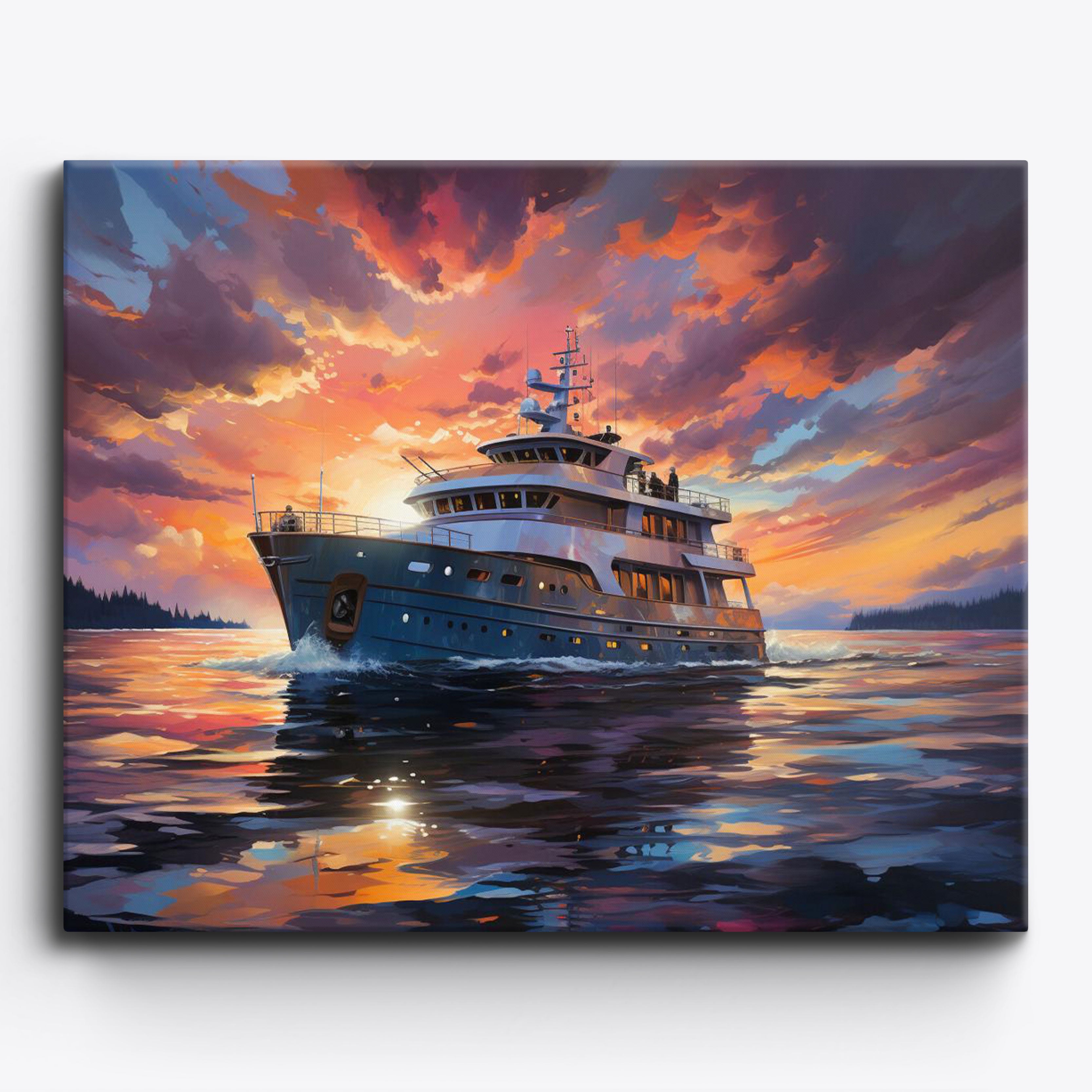 Sunset's Gleaming Yacht