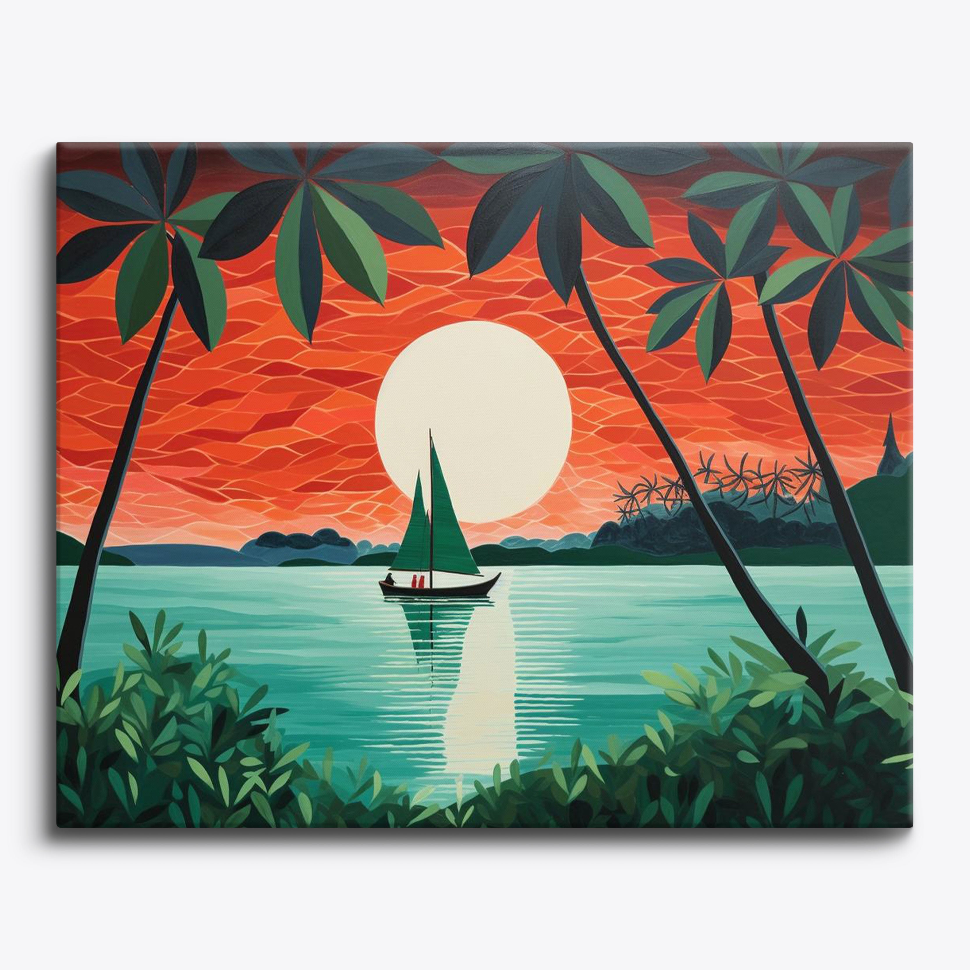 Painting on Canvas With Numbers Boat on the Ocean Acrylic Painting Canvas  for Adults Easy Acrylic Painting for Beginners 