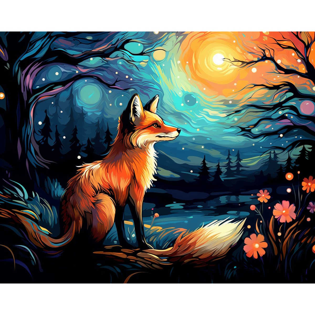 Fox Under Moonlight