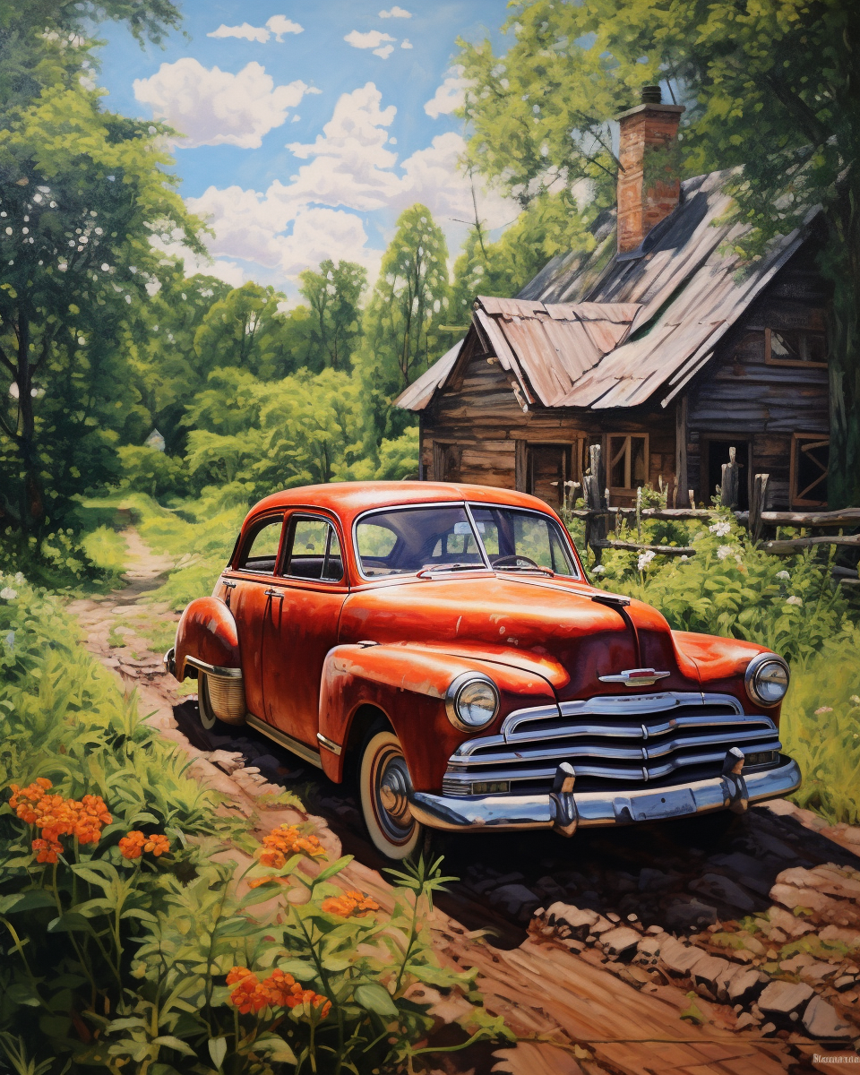 Paint By Numbers Adults kids Old Car Nature Land DIY Painting Kit